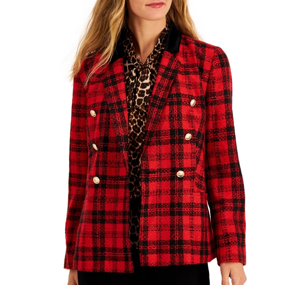 CHARTER CLUB
Plaid Tweed Blazer